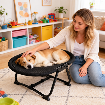 Elevated Pet Bed with Breathable Mesh and Carrying Bag for Cats and Dogs
