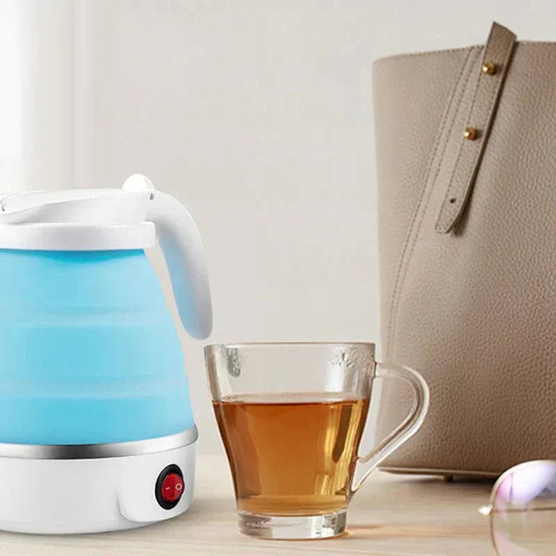 Collapsible Electric Kettle with Silicone Body and Stainless Steel Base for Travel