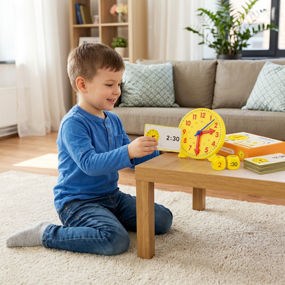 Clock Matching Game with Turning Hands, Time Cards and Dice for Preschool, Kindergarten and Home