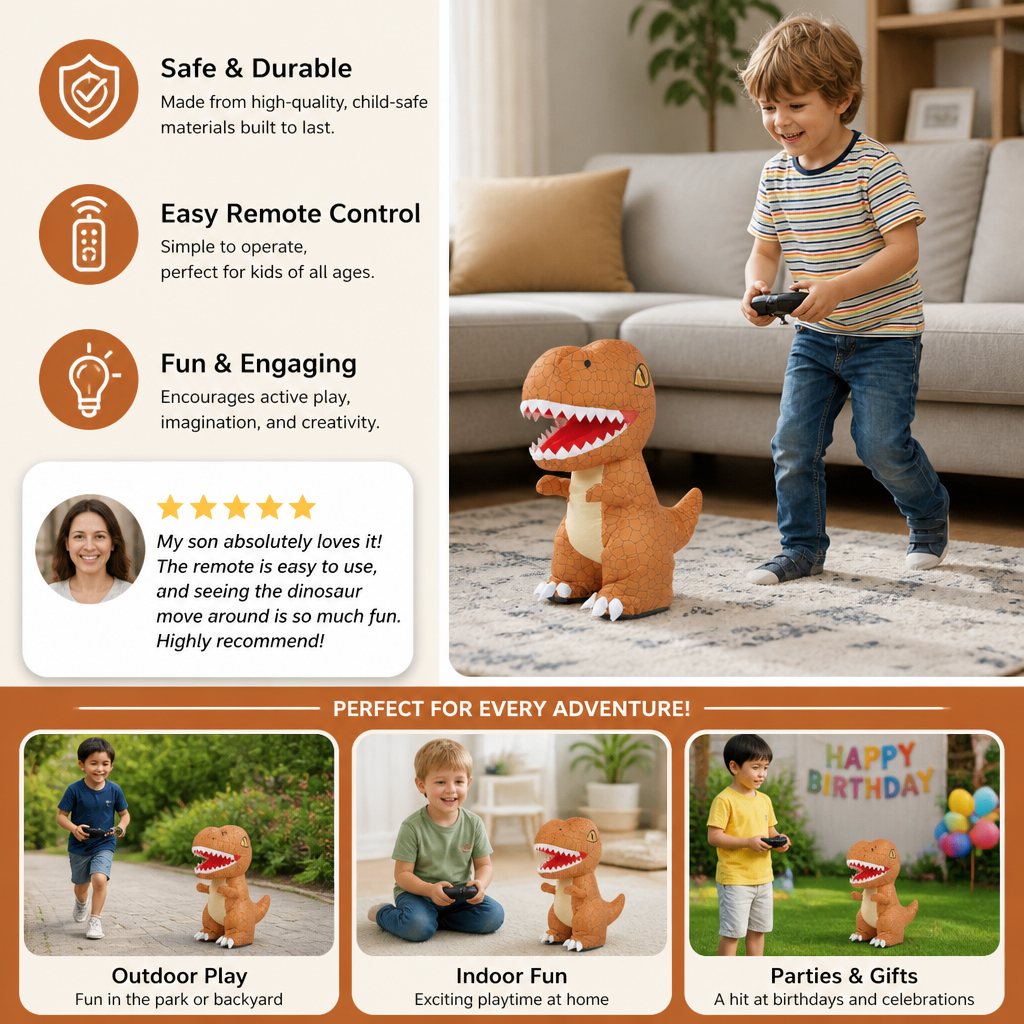 Inflatable T-Rex Dinosaur with Wireless Remote Control and Walking Motion