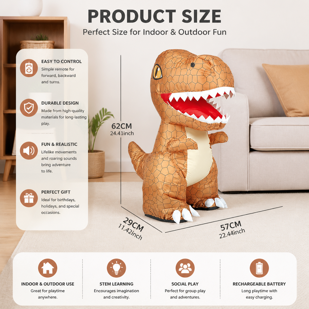 Inflatable T-Rex Dinosaur with Wireless Remote Control and Walking Motion