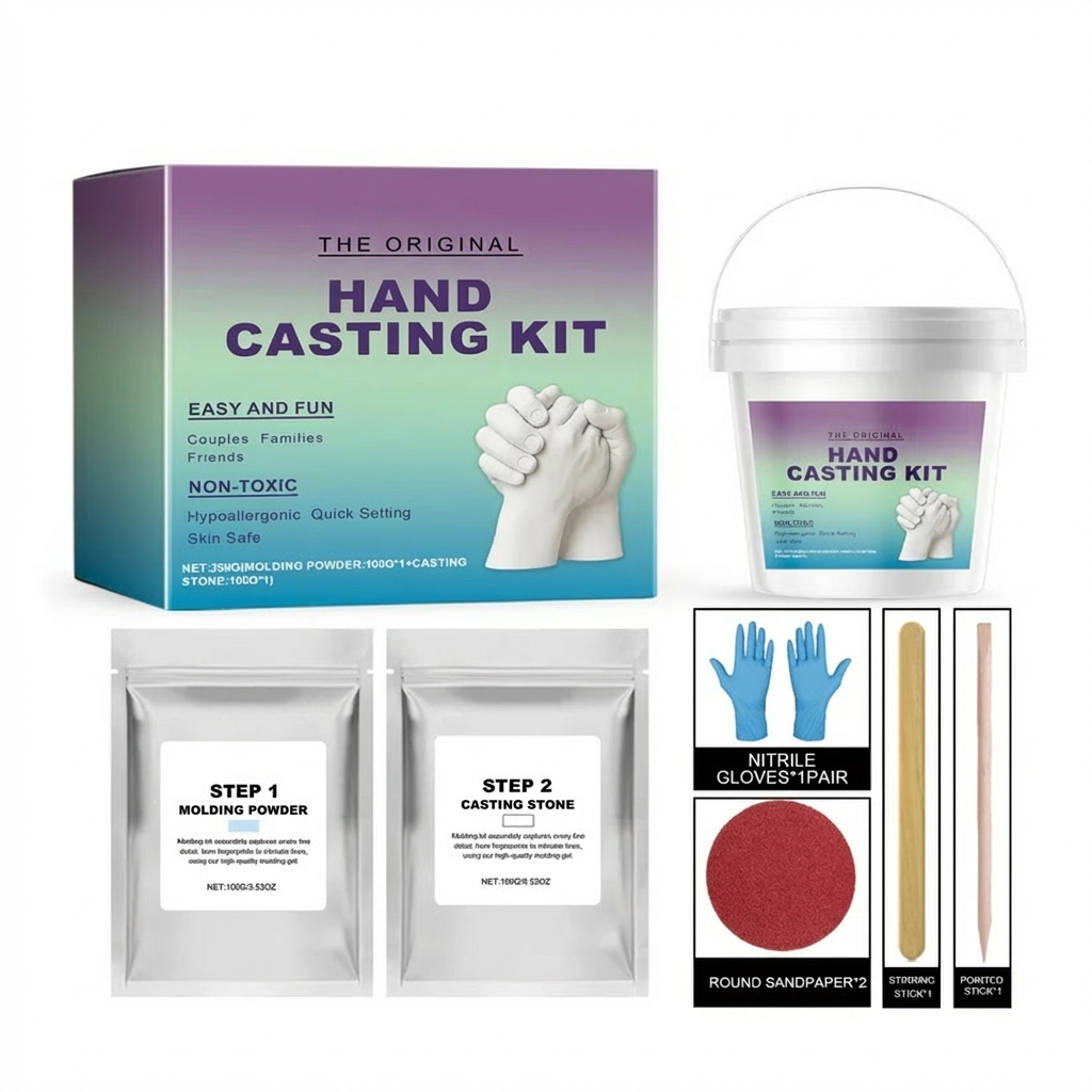 3D Plaster Hand Casting Kit with Molding Frame and Tools for Couples