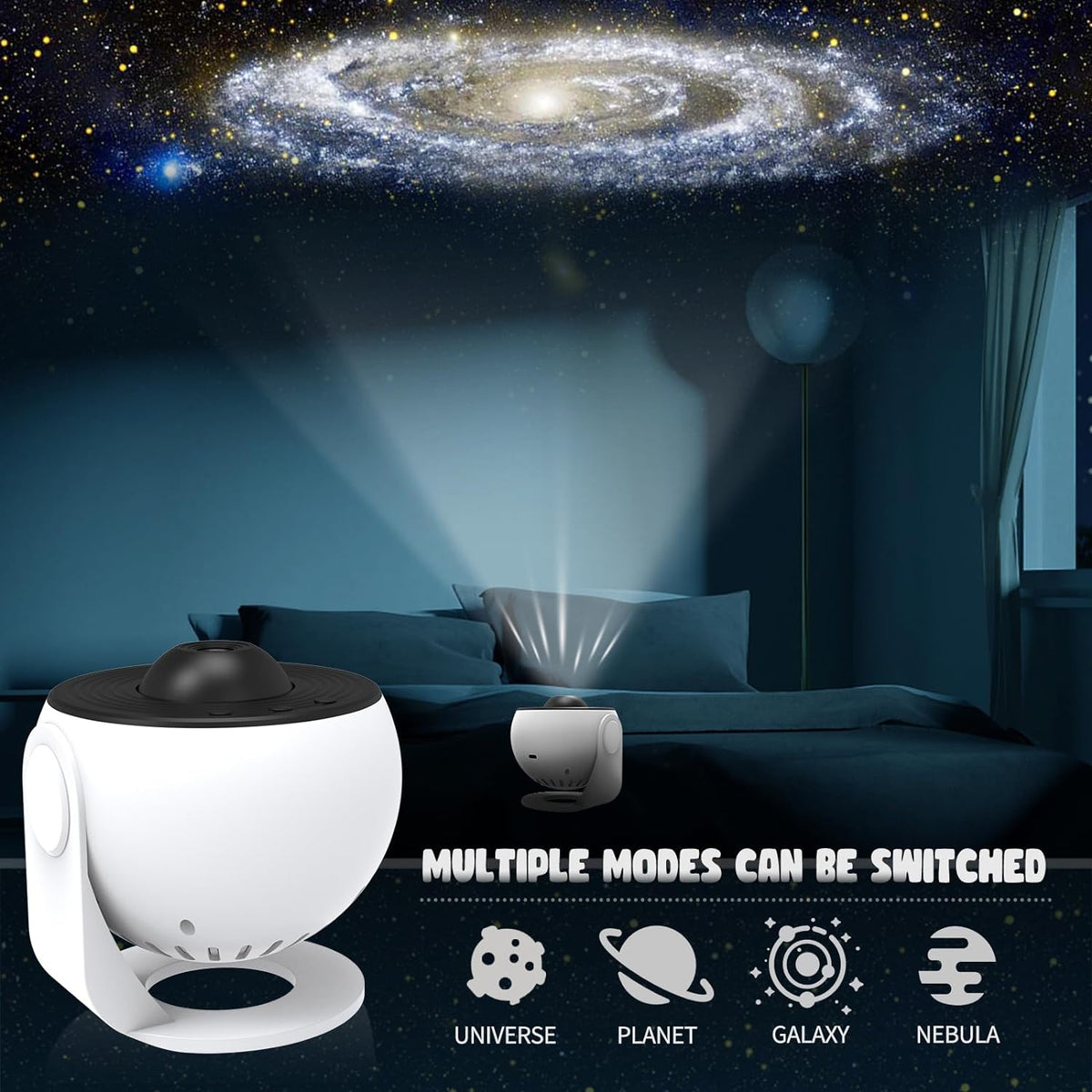 Galaxy Projector with 360 Degree Rotation and 12 Film Discs, Adjustable Focus