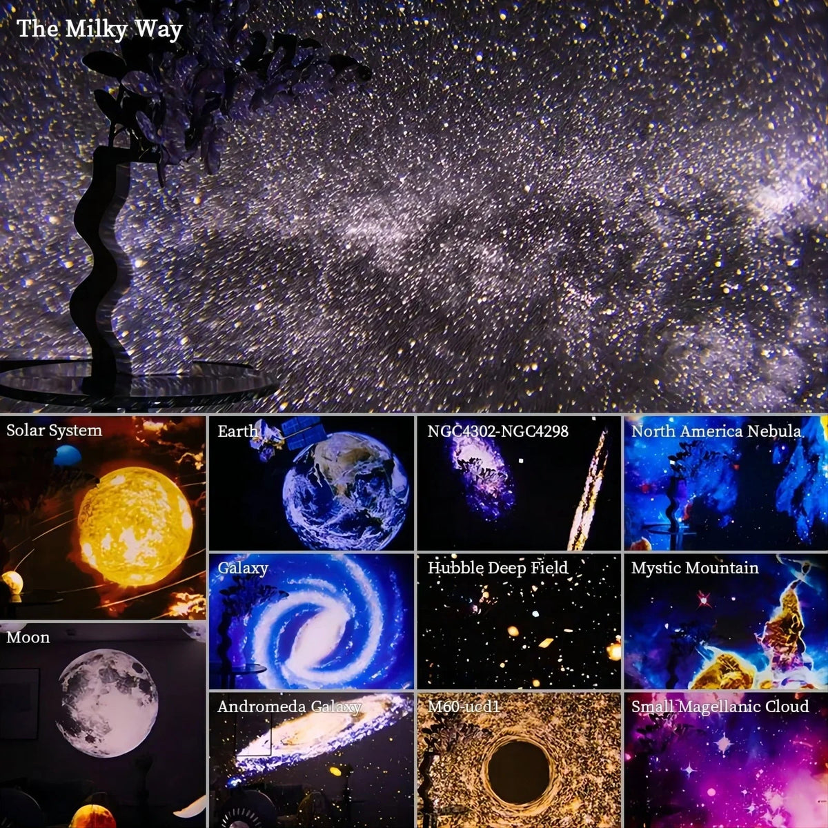 Galaxy Projector with 360 Degree Rotation and 12 Film Discs, Adjustable Focus