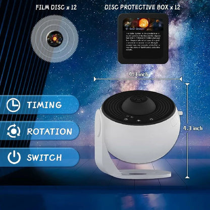 Galaxy Projector with 360 Degree Rotation and 12 Film Discs, Adjustable Focus