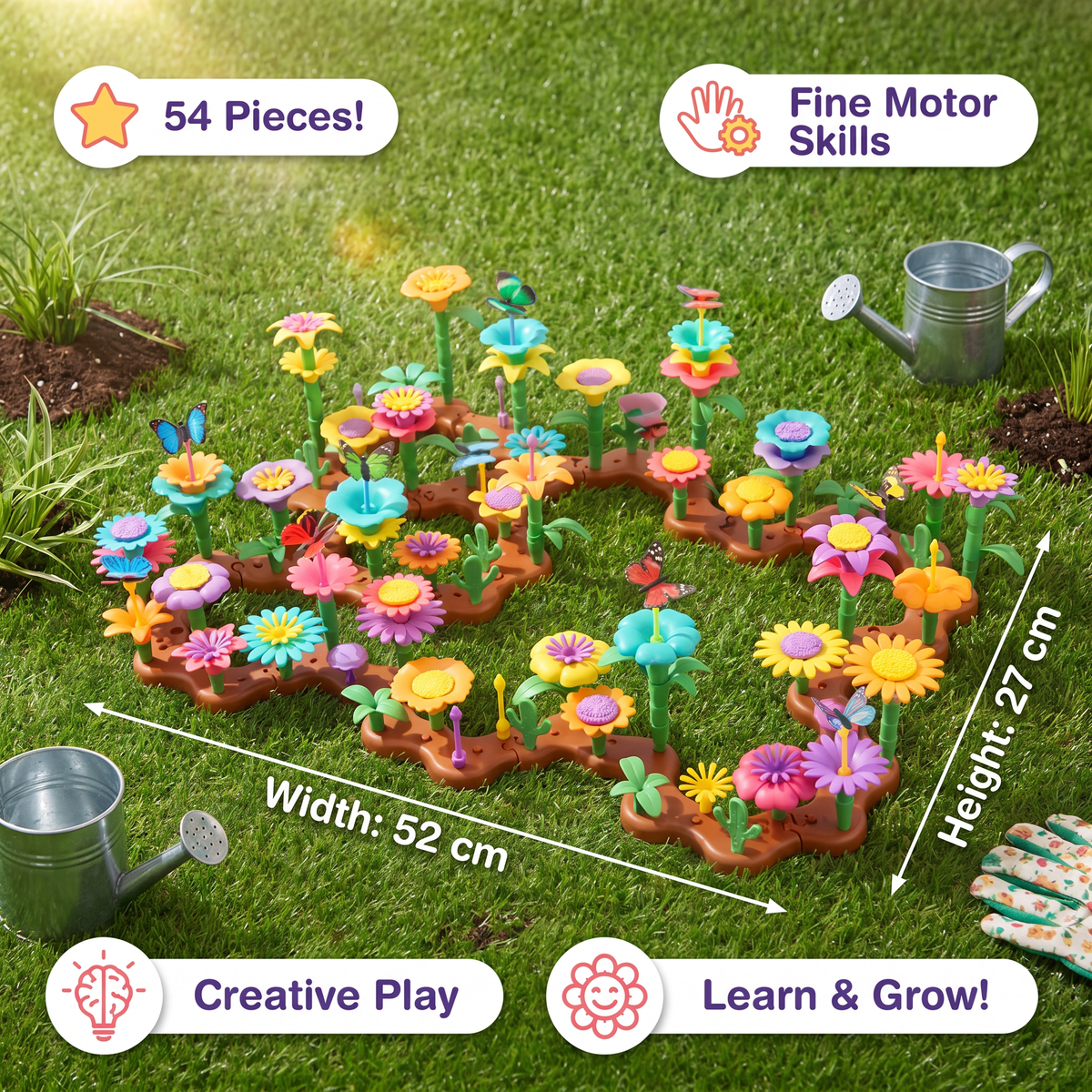 Peg Building Flower Playset for Imaginative Garden Play