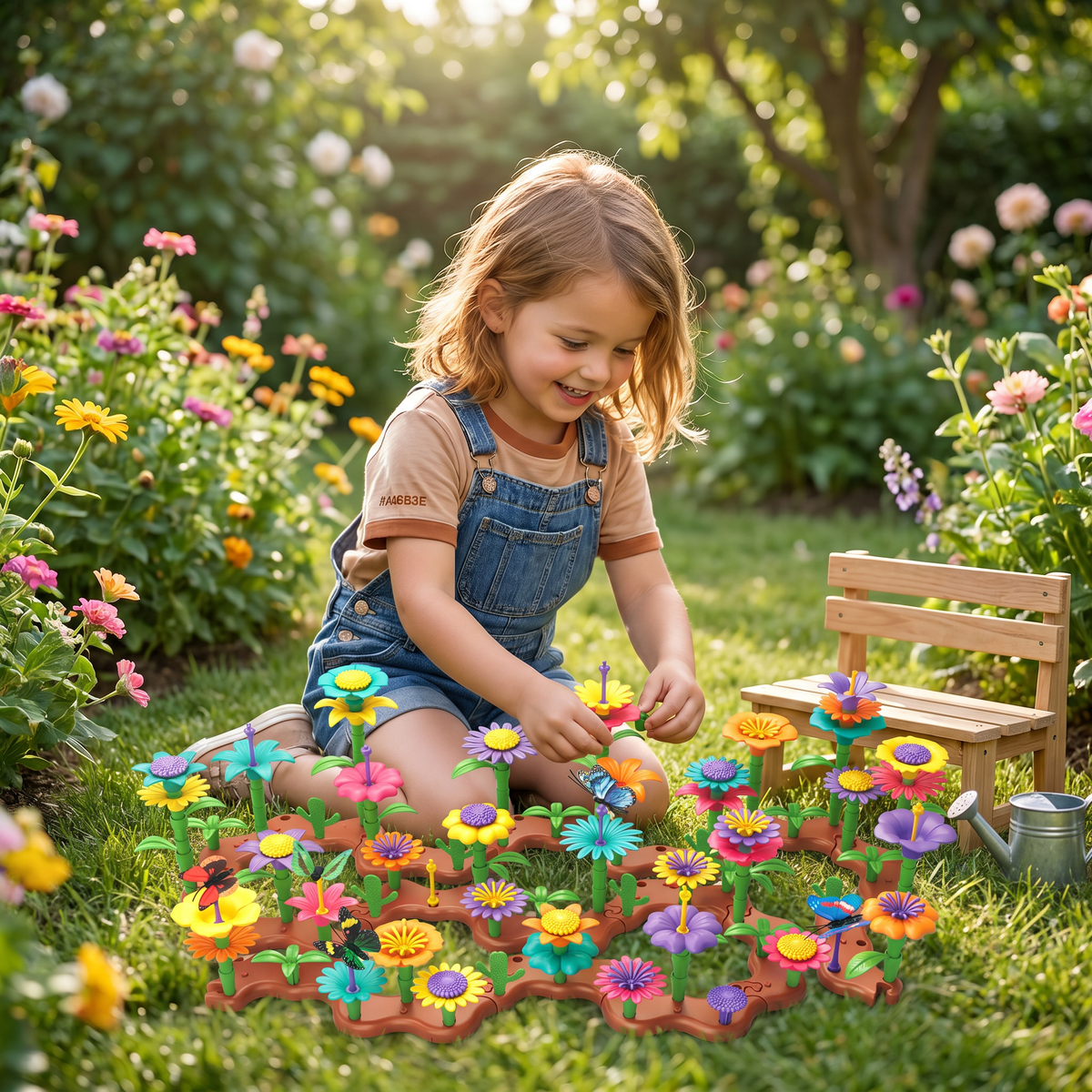 Peg Building Flower Playset for Imaginative Garden Play