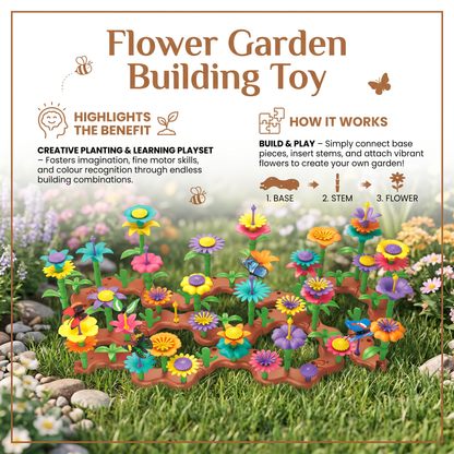 Peg Building Flower Playset for Imaginative Garden Play