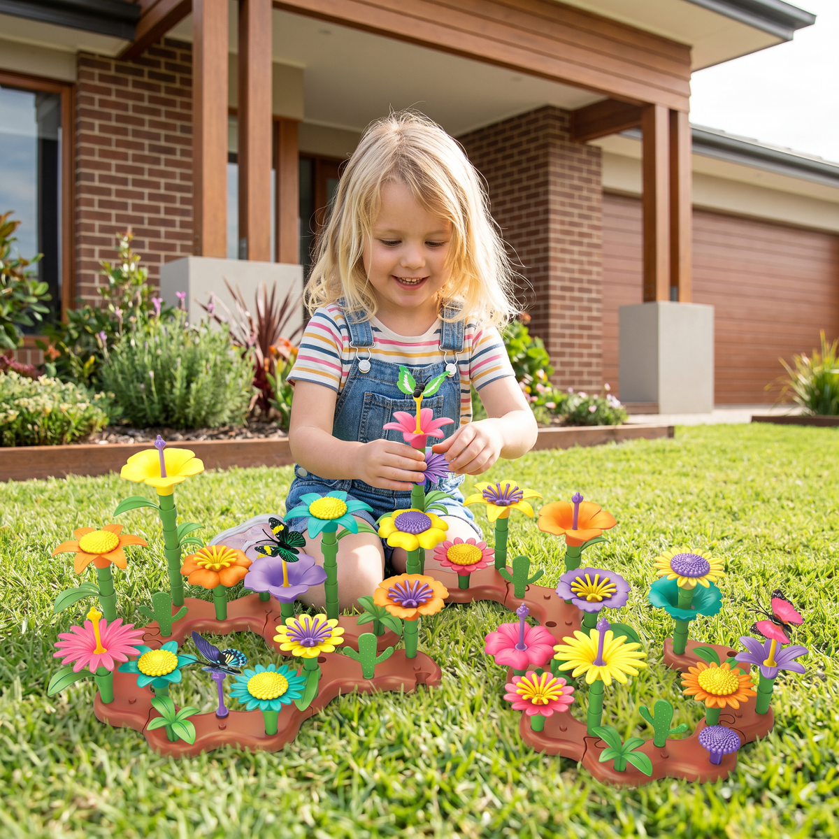 Peg Building Flower Playset for Imaginative Garden Play