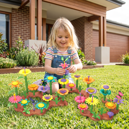 Peg Building Flower Playset for Imaginative Garden Play