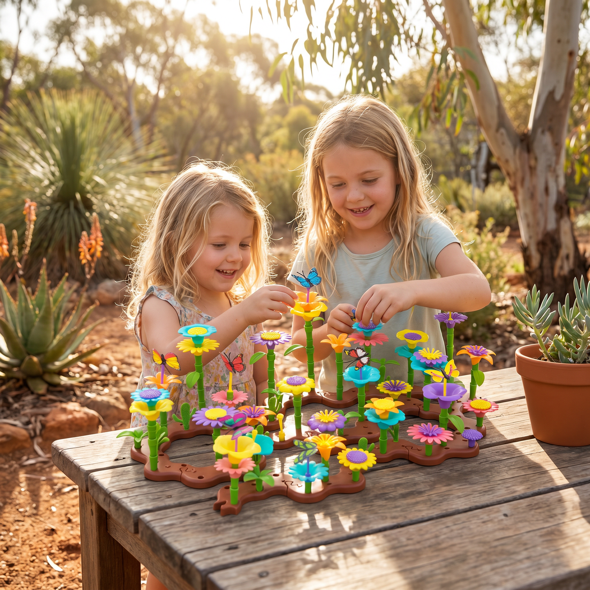 Peg Building Flower Playset for Imaginative Garden Play