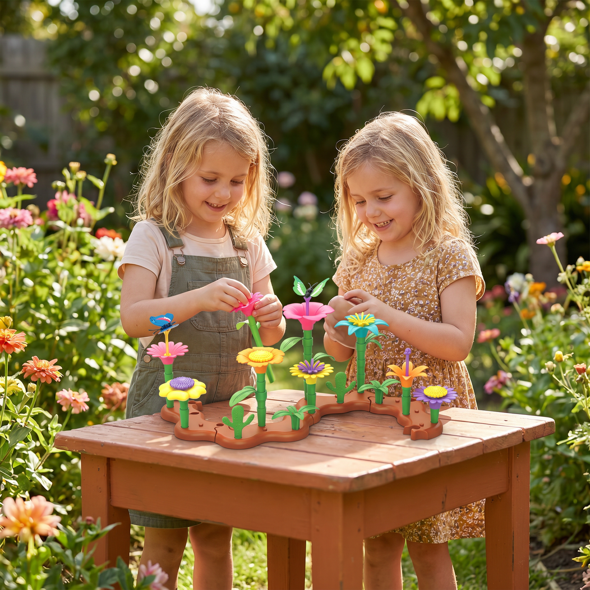 Peg Building Flower Playset for Imaginative Garden Play