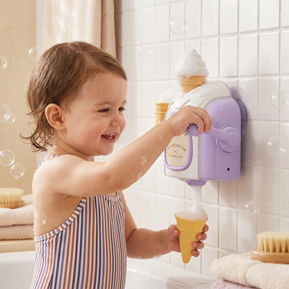 Ice Cream Machine Bath Toy That Blows Soap Bubbles Shaped Like Ice Cream in Four Colors