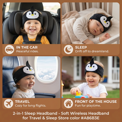 Soft Sleep Headband with Built in Wireless Speakers in Nine Animal Designs for Naps and Flights