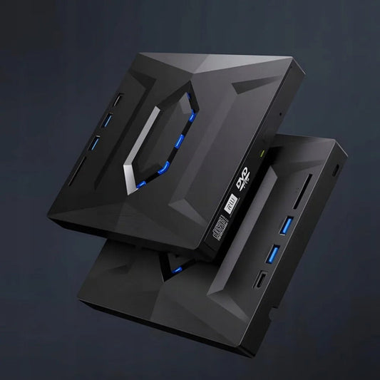 External DVD Drive with Memory Card Slot and Dual Port Connectivity, Plug and Play