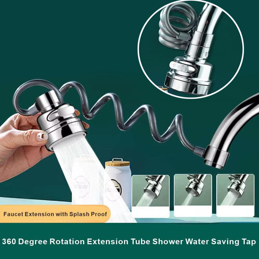 Faucet Extender with a 360 Degree Swivel, a Stretch Hose, Three Spray Modes and a Built In Filter