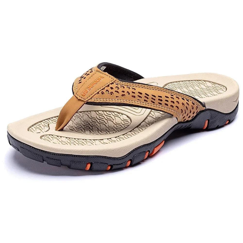 Mens Athletic Flip Flops with Arch Support and Nonslip Rubber Sole