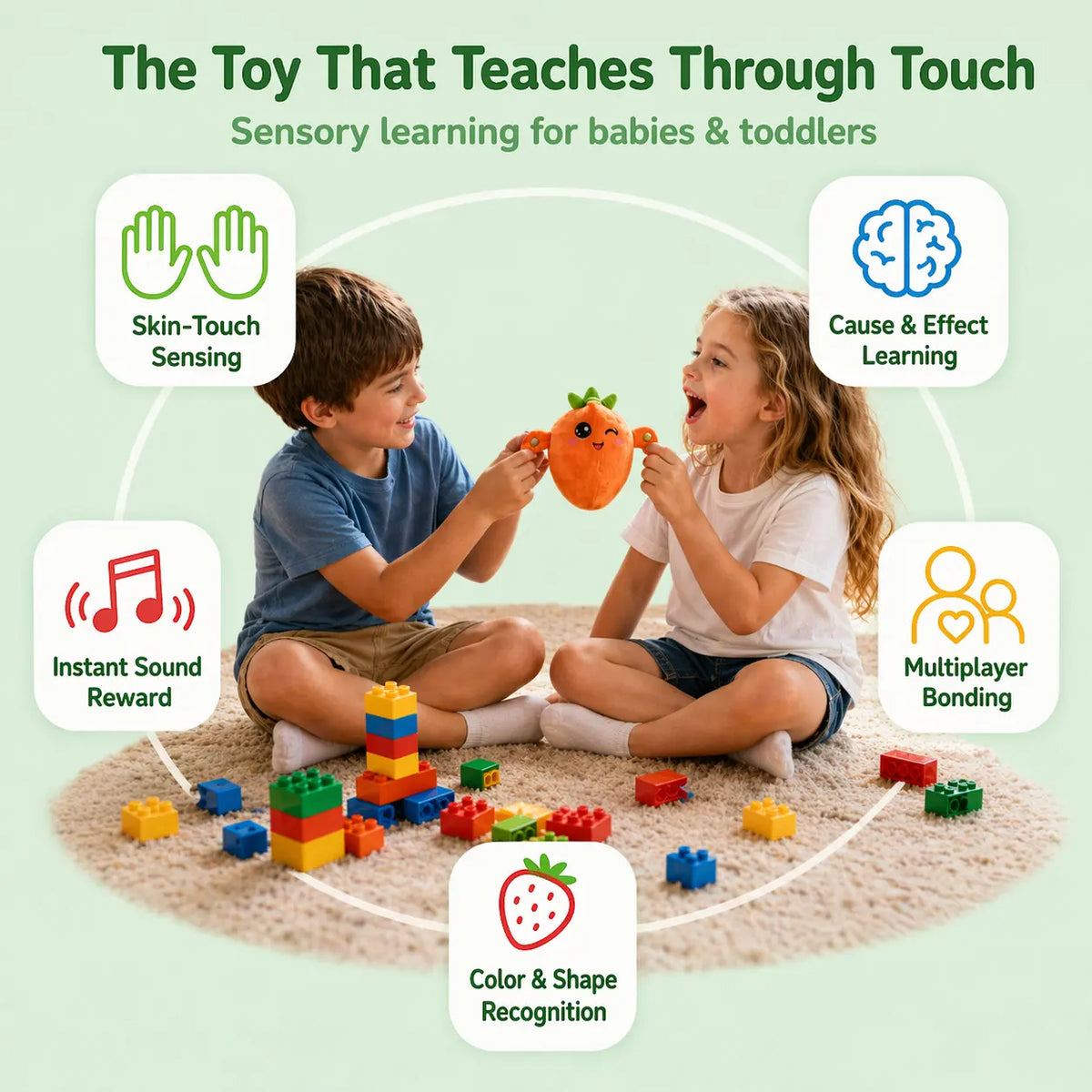 Interactive Plush Toy for Two Players with Laughter Trigger Mechanism