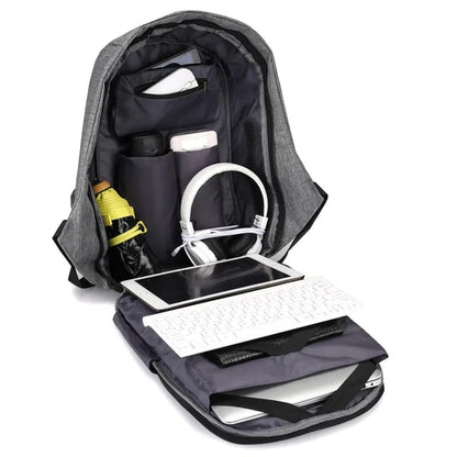 Anti-Theft Backpack with Rear Access and USB Charging Port, 14 Compartments
