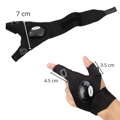 LED Work Gloves with Dual Finger Lights and Water Resistant Fabric