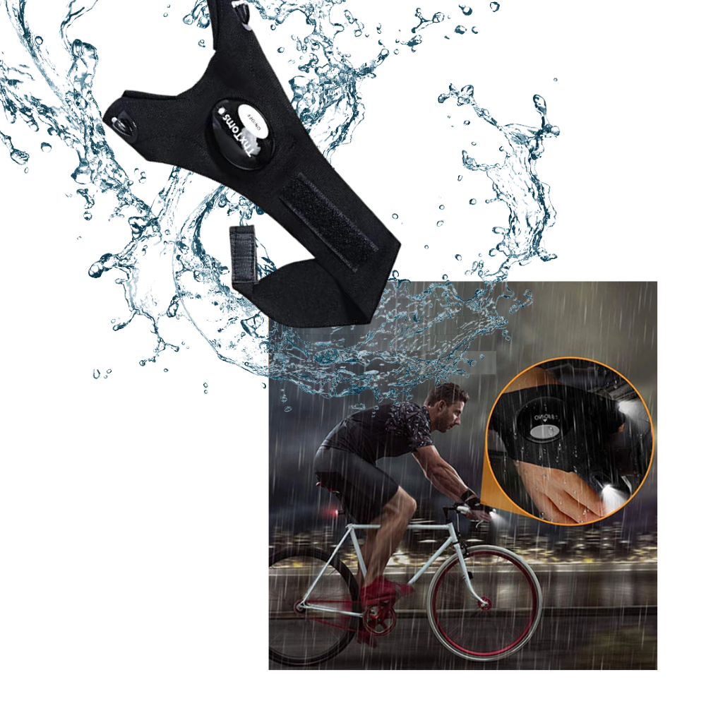 LED Work Gloves with Dual Finger Lights and Water Resistant Fabric