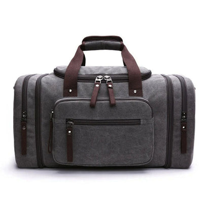 Canvas Duffel Bag with Expandable Panel and Laptop Compartment, Large Capacity for Travel