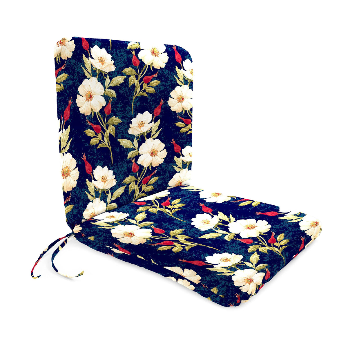 Outdoor Chair Cushion with Knife Edge Design and Attached Ties, 19 Inch