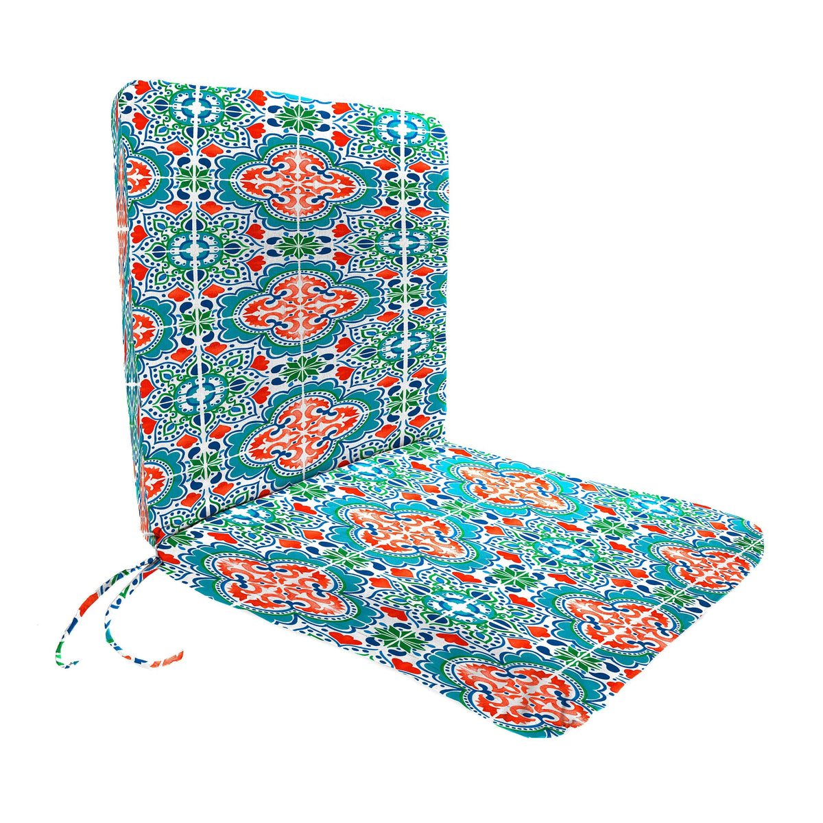 Outdoor Chair Cushion with Knife Edge Design and Attached Ties, 19 Inch