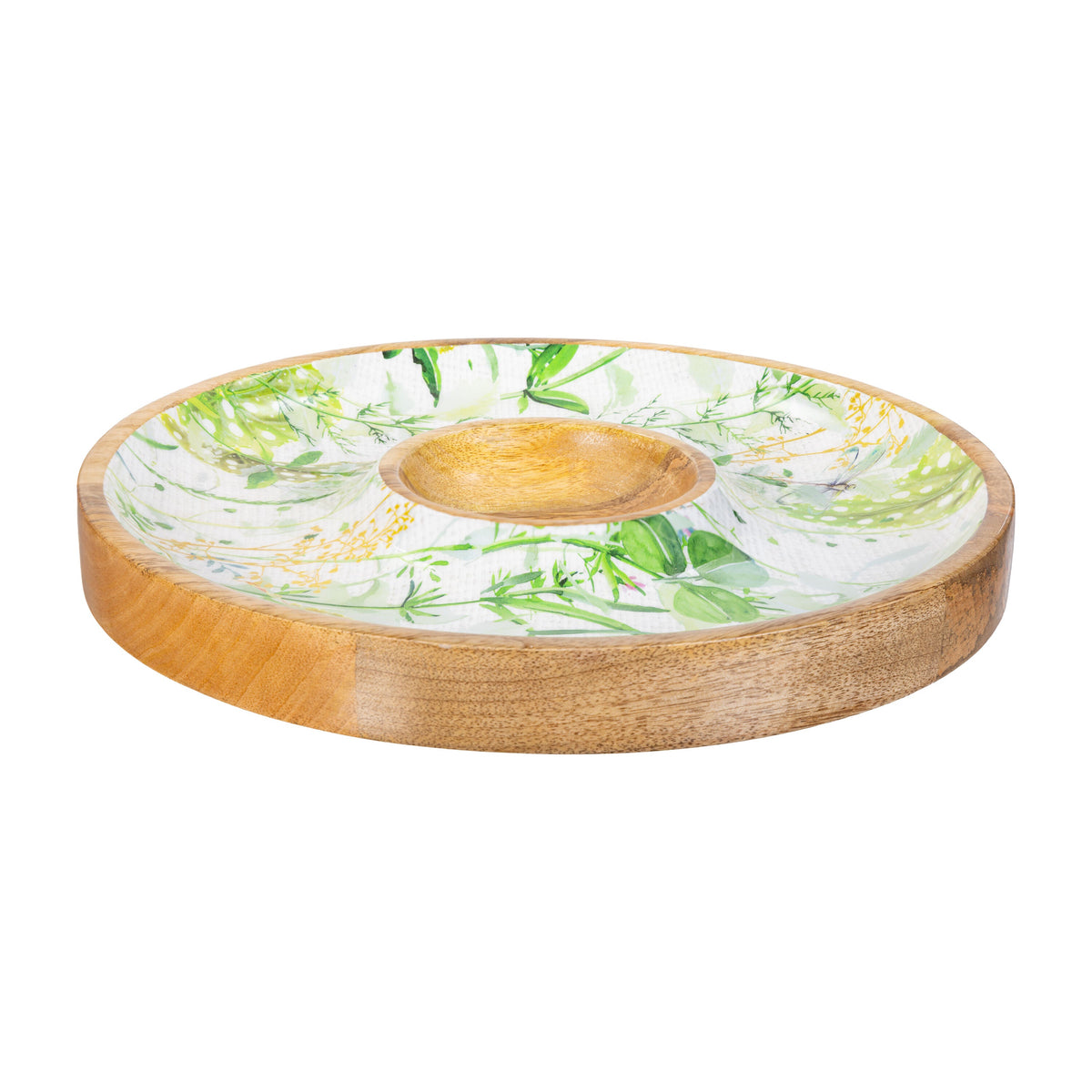 Round Chip and Dip Serving Platter with Center Well and Outer Ring