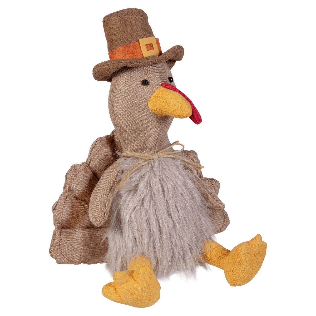Harvest Table Centerpiece with Autumn Tones and Fabric Turkey, 12 Inches