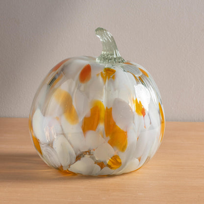 Recycled Glass Pumpkin with Textured Finish and Autumn Harvest Shape