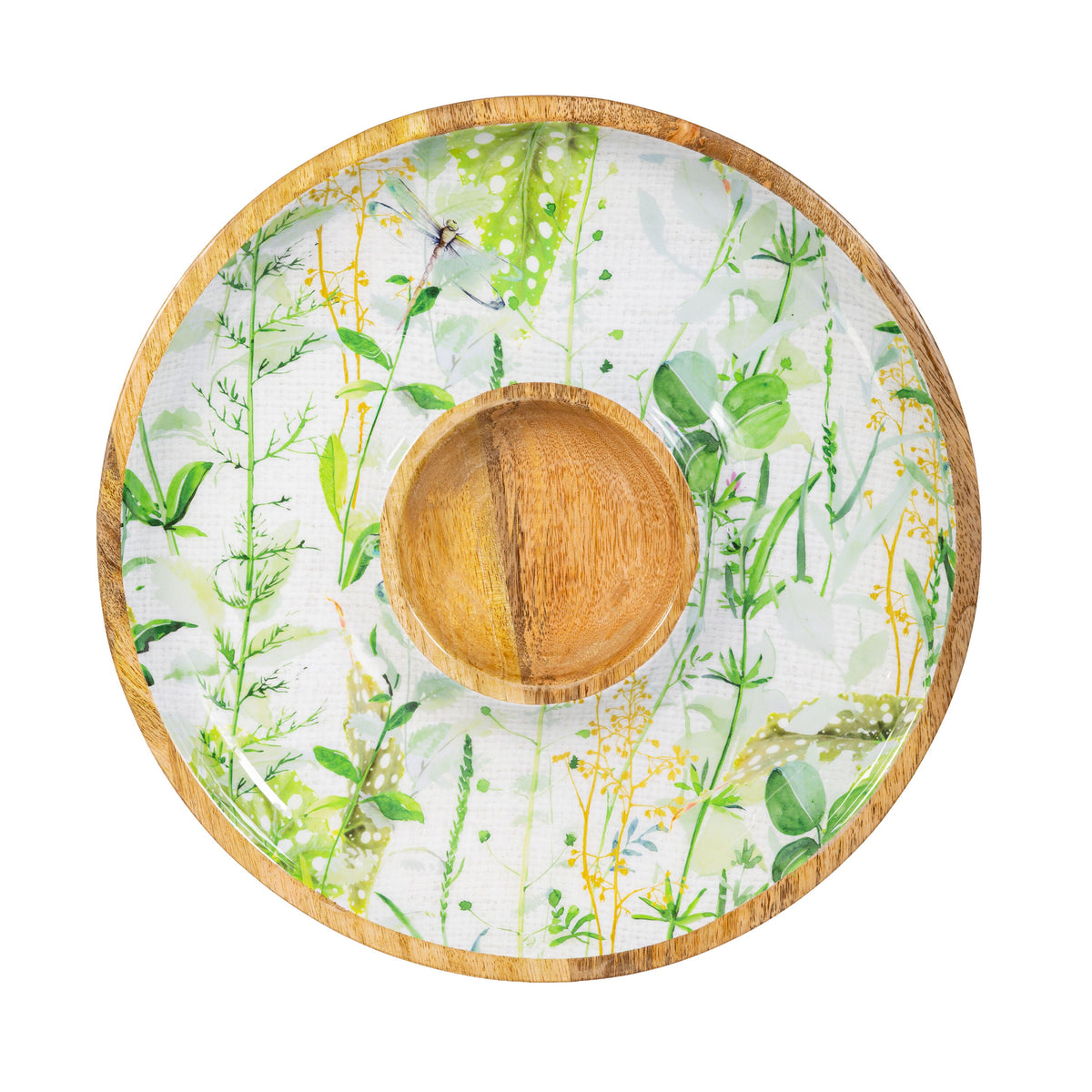 Round Chip and Dip Serving Platter with Center Well and Outer Ring