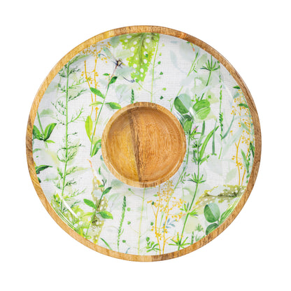 Round Chip and Dip Serving Platter with Center Well and Outer Ring