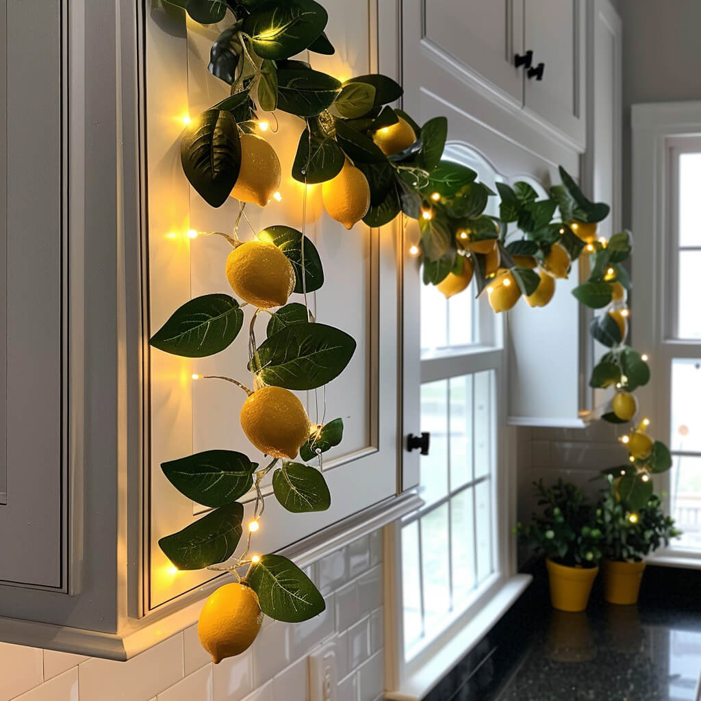 Indoor Fairy Light Garland with Woven Ornaments in Fall Maple, Red Berry, Lemon, Lavender and Cool Maple Styles