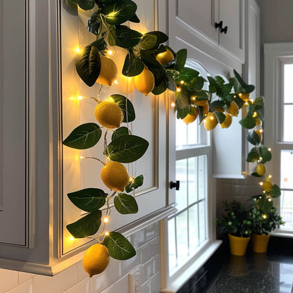 Indoor Fairy Light Garland with Woven Ornaments in Fall Maple, Red Berry, Lemon, Lavender and Cool Maple Styles