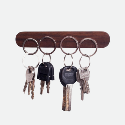 Magnetic Wooden Key Holder with Adhesive Mounting and Natural Wood Finish