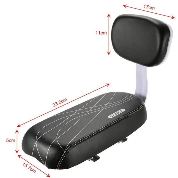 Rear Bike Seat with Padded Backrest and Quick Mount System for Luggage Rack