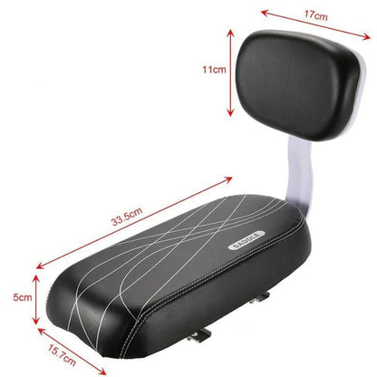 Rear Bike Seat with Padded Backrest and Quick Mount System for Luggage Rack