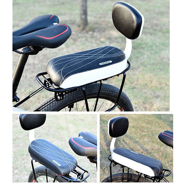 Rear Bike Seat with Padded Backrest and Quick Mount System for Luggage Rack