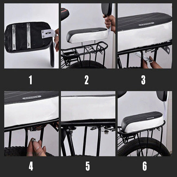 Rear Bike Seat with Padded Backrest and Quick Mount System for Luggage Rack