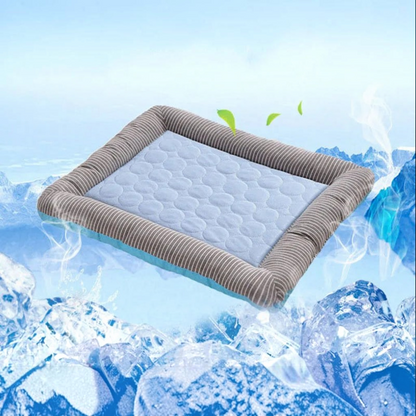 Pet Cooling Mat with Breathable Ice Silk Surface and Edge Stitching for Dogs and Cats