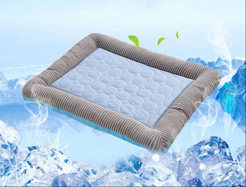 Pet Cooling Mat with Breathable Ice Silk Surface and Edge Stitching for Dogs and Cats