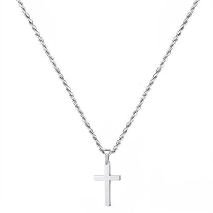 Cross Pendant Necklace with 24 Inch Chain and Hook Clasp