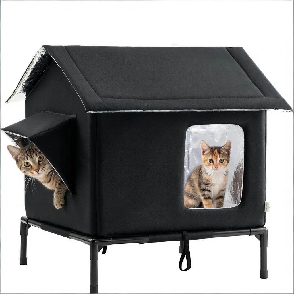 Raised Pet Bed with Moisture-Resistant Fabric and Stainless Steel Frame for Cats and Small Dogs