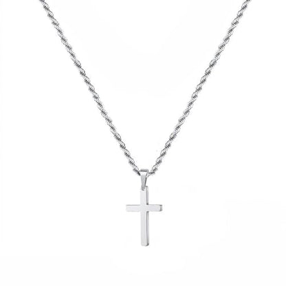 Cross Pendant Necklace with 24 Inch Chain and Hook Clasp