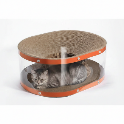 Cat Scratching Board with Raised Nest and Corrugated Cardboard Surface for Indoor Cats