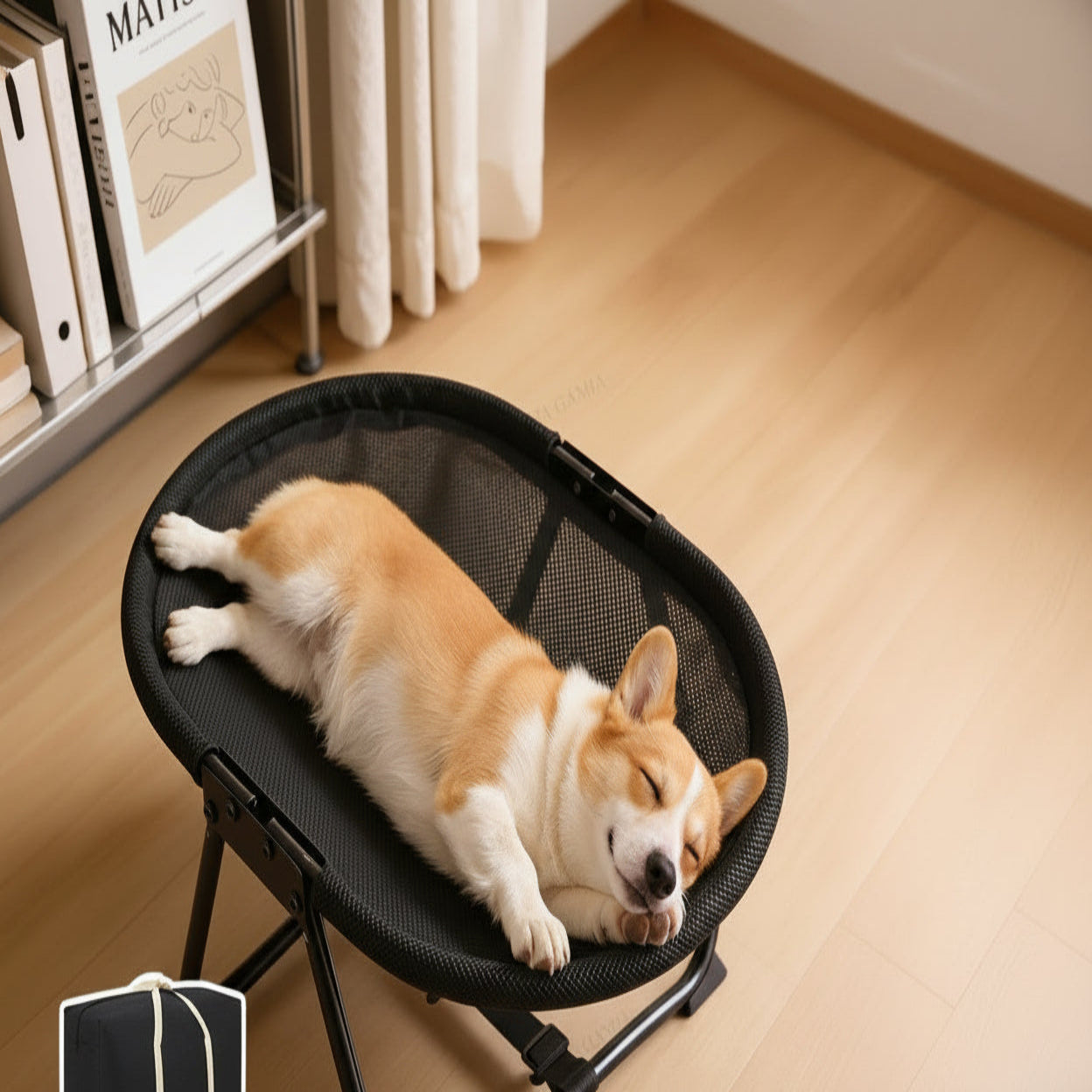 Elevated Pet Bed with Breathable Mesh and Carrying Bag for Cats and Dogs