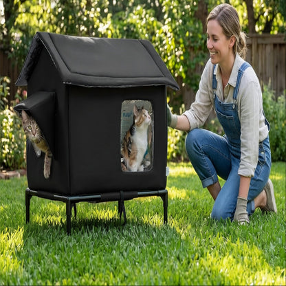 Raised Pet Bed with Moisture-Resistant Fabric and Stainless Steel Frame for Cats and Small Dogs