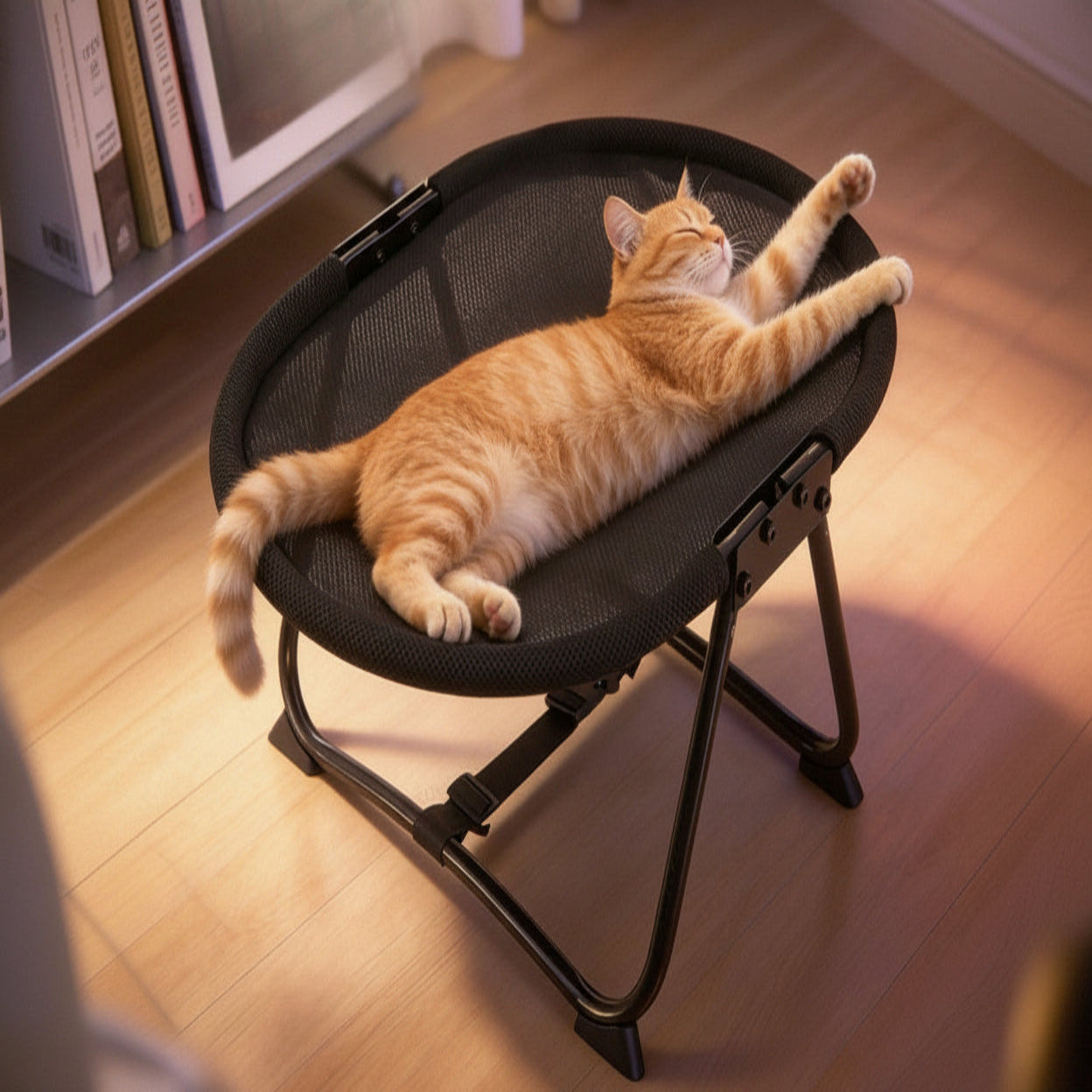 Elevated Pet Bed with Breathable Mesh and Carrying Bag for Cats and Dogs