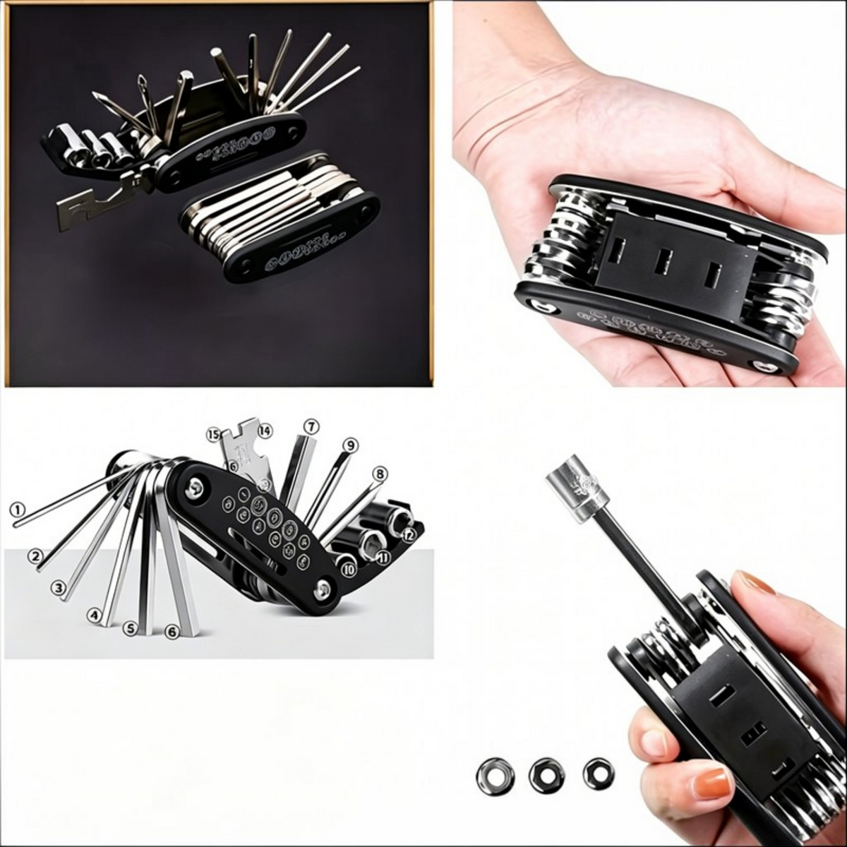 16 in 1 Socket Wrench with Rotating Head and Textured Grip Handle